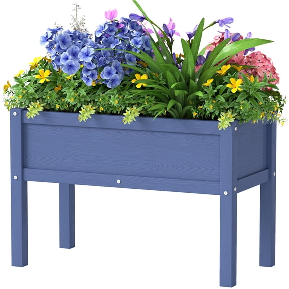 USYOLUR Small HDPE Raised Garden Bed, Weatherproof Outdoor Planter Box with Legs, Raised Planter Beds for Garden, Patio, Deck, Balcony (Navy Blue)