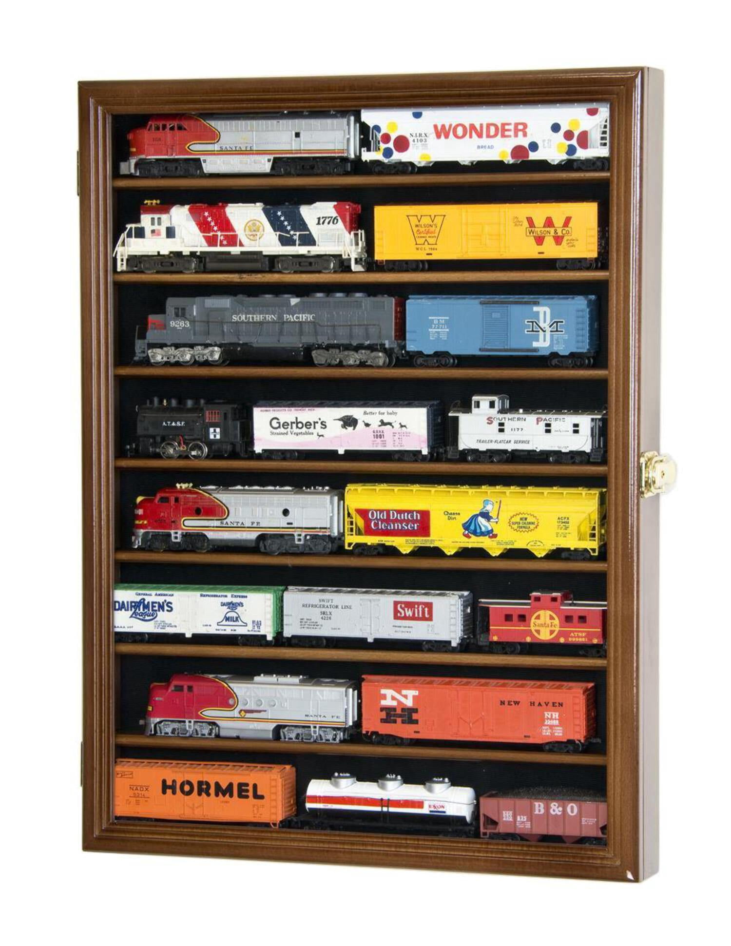 Small HO Scale Train Model Trains Locomotive Engine Display Case Cabinet