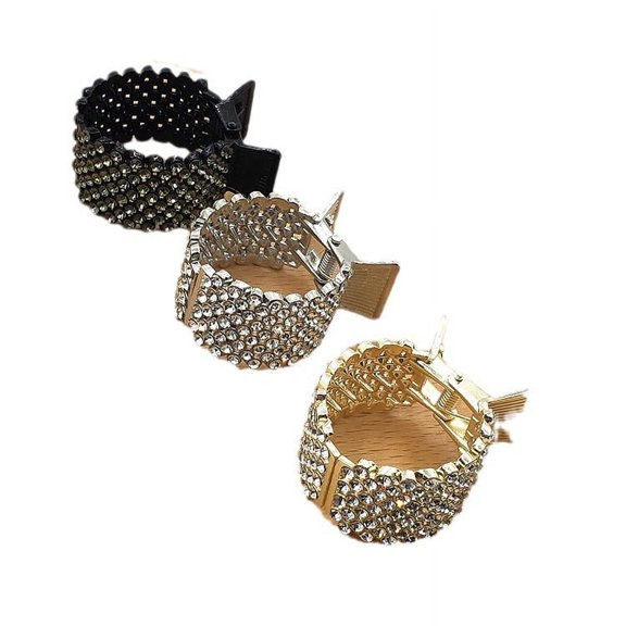 Small Hair Claw Clips for High Ponytail, Rhinestone Shark Hair Clips for Women Thick Long Hair(Pack of 3)