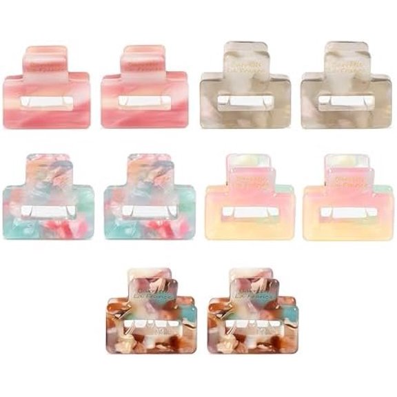 Small Hair Clips,Acetic Acid Flower Mini Claw Jaw Clips,No-Slip Cute Decoration Buns Clip,Pining Bangs, Grip, Classic Clamp Clips  for Girl Women Thin Thick Hair Styling(10 PCS)