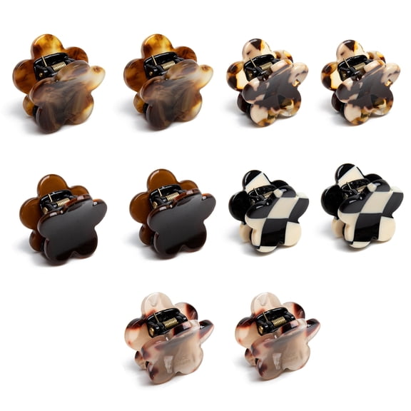 Small Hair Clips,Acetic Acid Flower Mini Claw Jaw Clips,No-Slip Cute Decoration Buns Clip,Pining Bangs,Strong Grip, Classic Clamp Clips Gift for Girl Women Thin Thick Hair Styling(10 PCS)