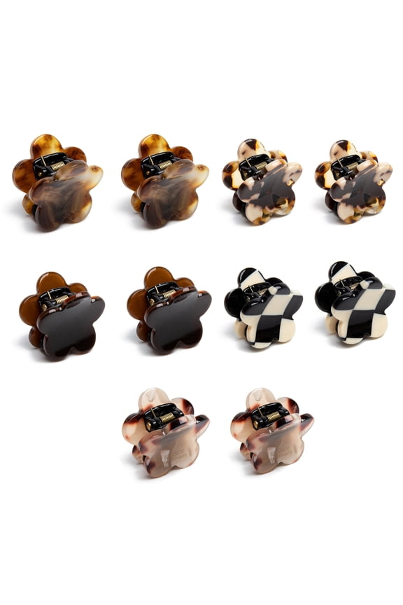 Small Hair Clips,Acetic Acid Flower Mini Claw Jaw Clips,No-Slip Cute Decoration Buns Clip,Pining Bangs,Strong Grip, Classic Clamp Clips Gift for Girl Women Thin Thick Hair Styling(10 PCS)