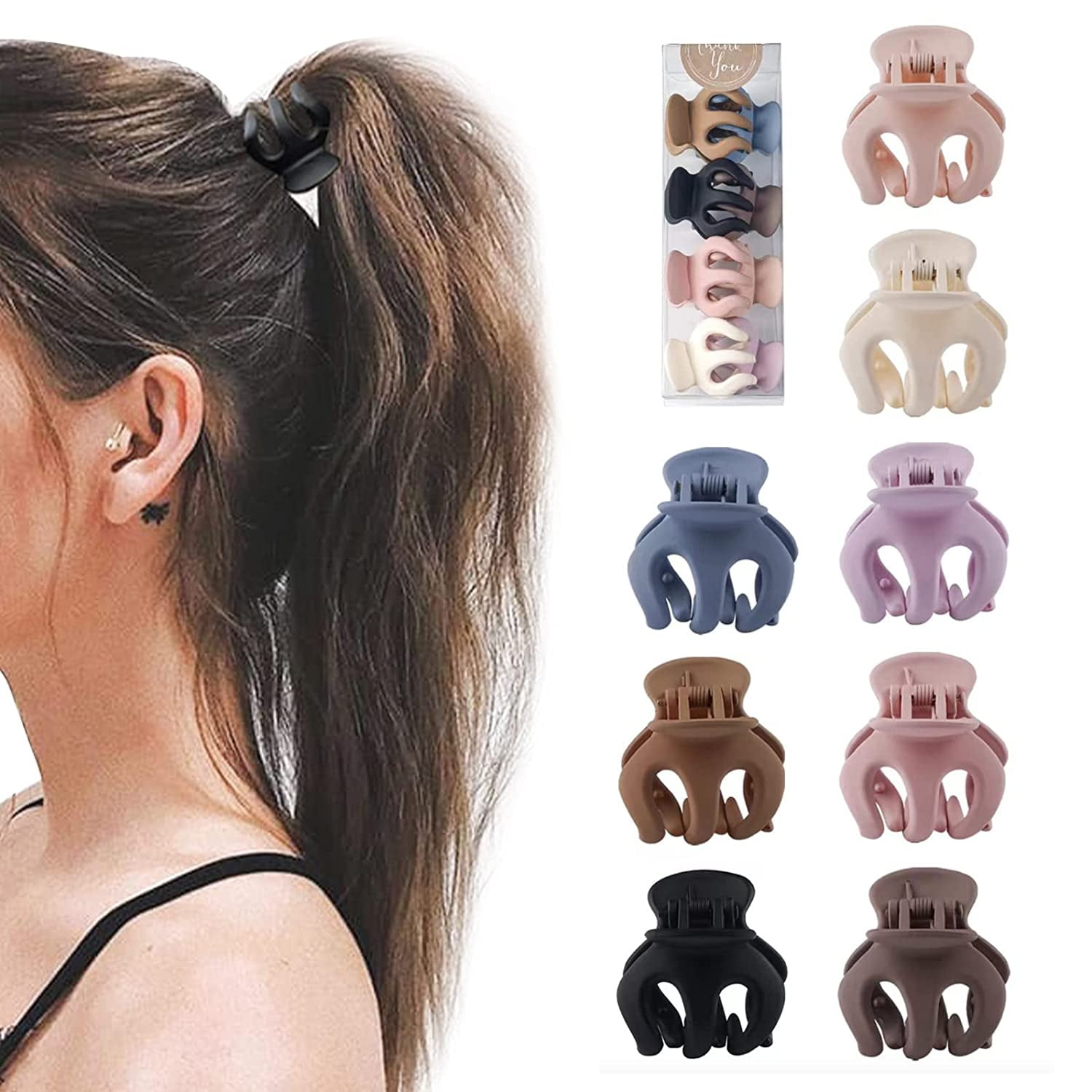 Drnytunk Small Claw Clips for Thin/Medium Thick Hair,12pcs 1.5 inch Mini Matte Tiny Jaw Clips for Women Girls 4 Style Nonslip ?
