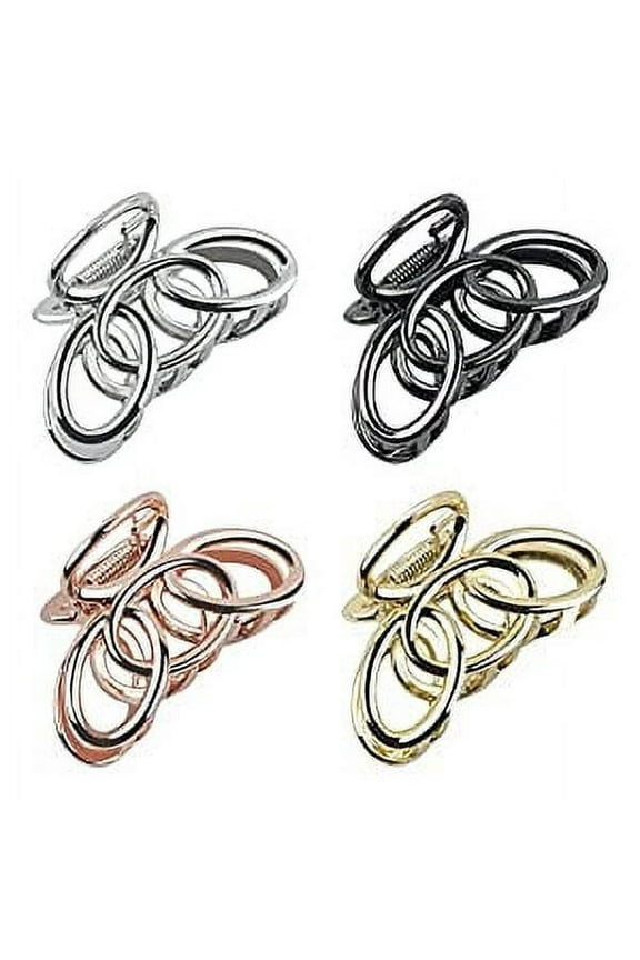 Small Hair Clips Metal Hair Claw Clips for Women Girls, 2 Inch Medium Claw Clips for Thin/Medium Thick Hair, Non Slip Hair Jaw Clips Strong Hair Clamps for Fine Hair (Black, Silver, Gold, Rose Gold)