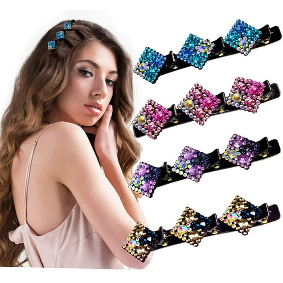 Small Hair Clips for Thin Hair Braids, Sparkling Crystal Stone Braided Hair Clips for Thick Hair, Claw Clips for Styling Sectioning, Braided Hair Clips&Barrettes for Girls