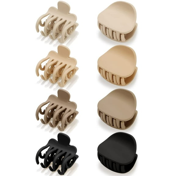 Small Hair Clips for Thin, Fine, and Short Hair - 8 Pcs Cute Matte Claw Clips with Double Row Teeth, Mini Jaw Hair Accessories