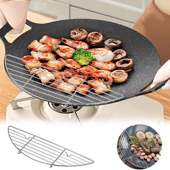 Small Half Round Cooling Rack 14.57 x 4.33 Inch, Stainless Steel Grill Rack for Baking, Roasting, Frying, Food Strainer, Anti Scorching Multipurpose Cooling Rack for Kitchen
