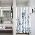 thumbnail image 1 of Small Half Size Stall Shower Curtain with 6 Hooks Shower Stall Curtain 36 x 72 Light Blue Floral 36 inch Shower Curtain for Bathroom/RV and Camper (Light Blue), 1 of 6
