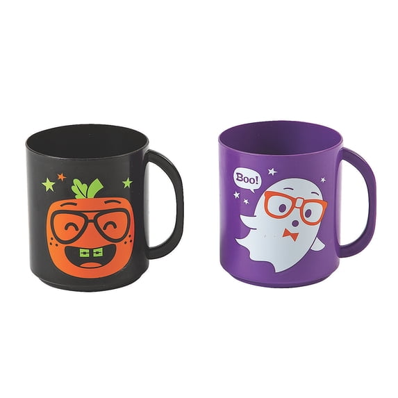 Small Halloween Character Plastic Mugs, Party Supplies, Halloween, 12 Pieces