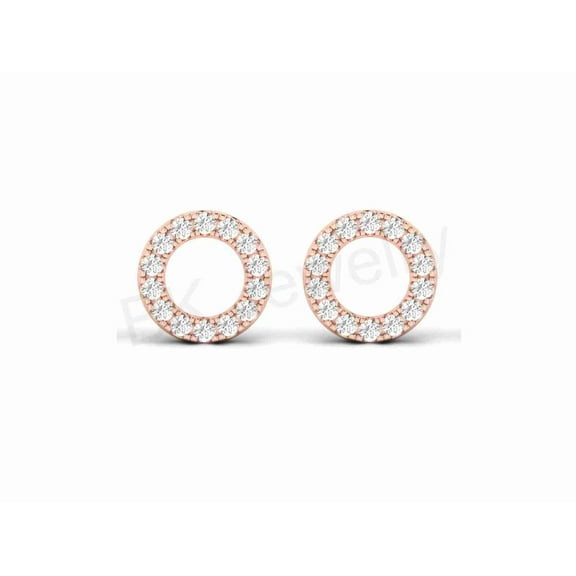BK Jewelry Small Halo Circle Shape Stud Earrings for Women 14K Rose Gold Plating Over 925 Sterling Silver