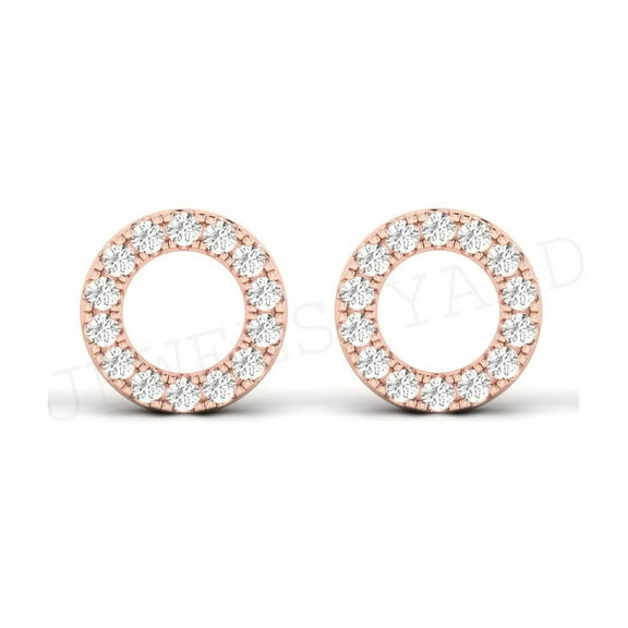 Small Halo Circle Shape Stud Earrings for Women 14K Rose Gold Plating Over 925 Sterling Silver