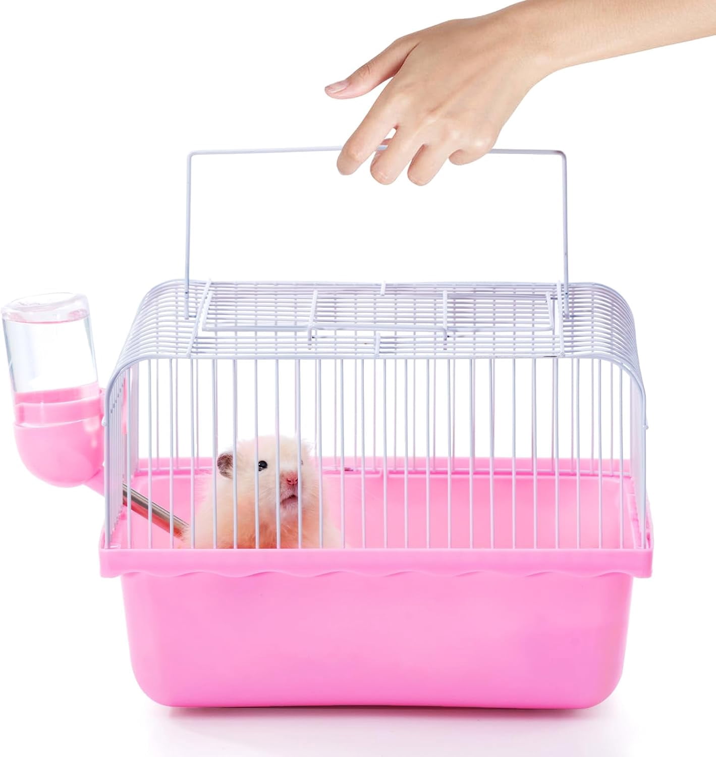 View of Small Hamster Cage, Hamster Travel Carrier, Travel Cage, Portable, Hand ...