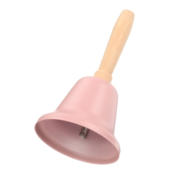 Small Hand Bell, 2.36" Service Call Bell with Wood Handle for Christmas Party Restaurant Dinner Animal Training Home Decor, Pink