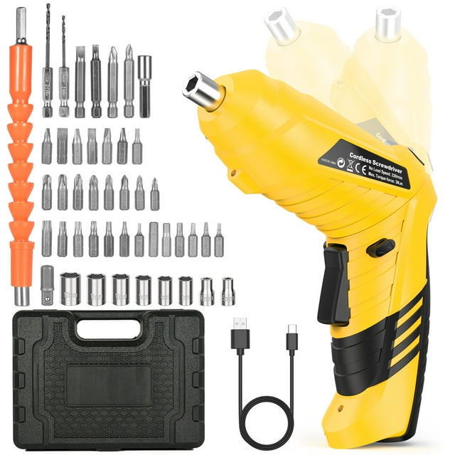 Battery Operated Power Screwdriver Electric Kit, 90° Rotatable Hand