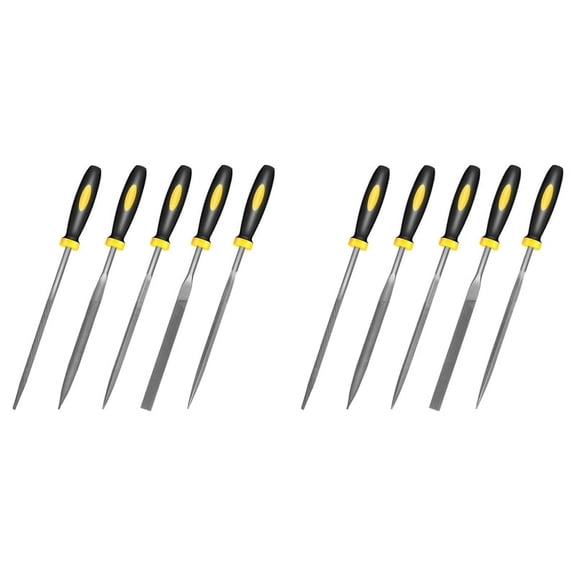 Small Hand Metal File Set, 6.3In, 10Pcs, Strength Alloy Steel Needle Files Round, Bi Half-Round, Flat, Square,Triangular