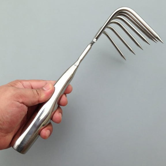 Small Hand Rake Soil Tiller Handheld Heavy Duty Professional Comfort Handle Gardening Leaf Rake Metal Shrub Rake for Mulch Patio Cultivator 7 Tines