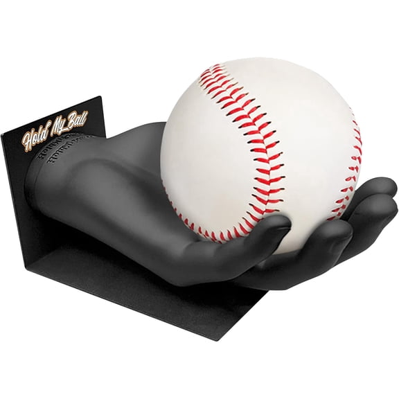 Hold My Ball Baseball Holder – Black Wall Mount Small Hand Display for Ball Storage & Memorabilia - Baseball Holder Display for Collectors & Sports Fans