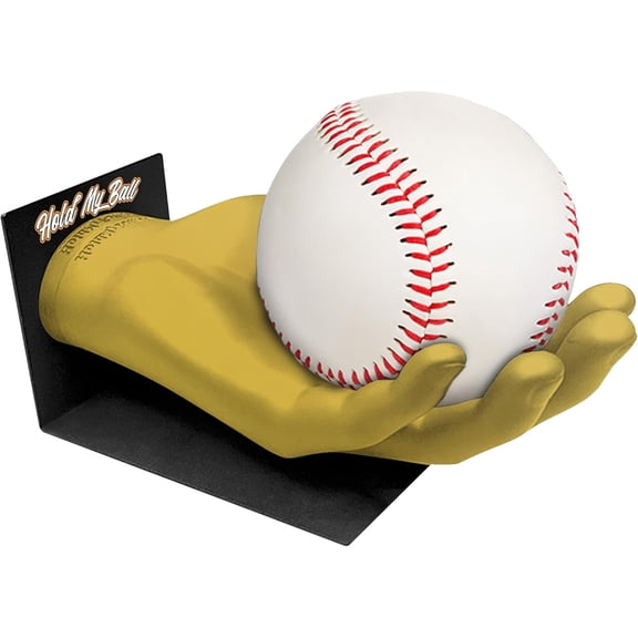 Hold My Ball Baseball Holder – Gold Wall Mount Small Hand Display for Ball Storage & Memorabilia - Baseball Holder Display for Collectors & Sports Fans