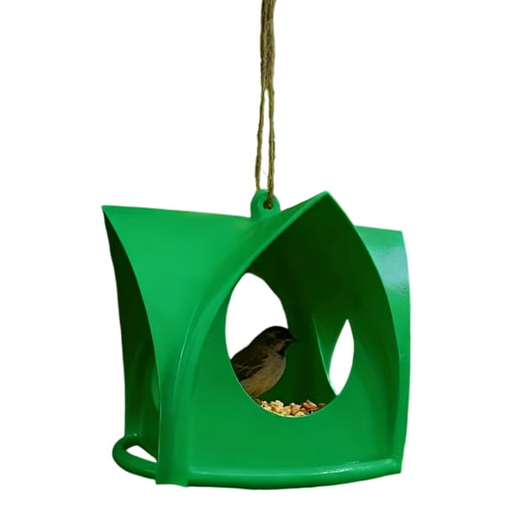 Small Hanging Bird Feeder with Roof, Outdoor Garden Feeder with Drainage Holes, for Backyard and Patio, Compact Birdhouse for Attracting Small Birds, Hanging Feeder for Tree Branch