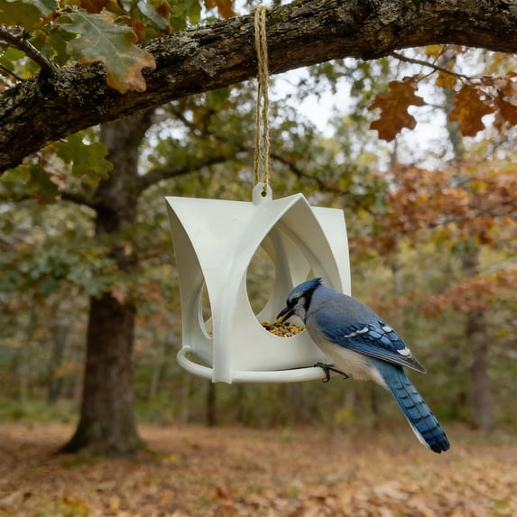 Small Hanging Bird Feeder with Roof, Clear Tube Plastic Bird Feeder for Outdoors, Windproof Rainproof Seed Dispenser with Perches for Small Birds