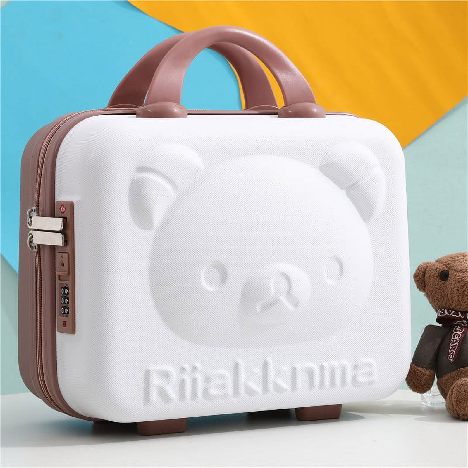Small Hard Shell Cosmetic Case 14 Inch Cute Bear Cosmetic Case Box