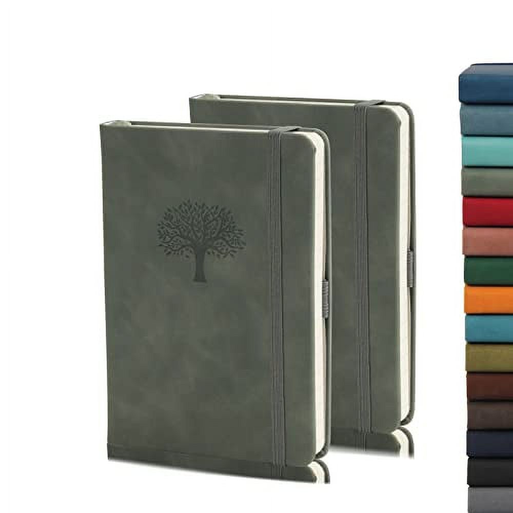 Small Hardcover Journal Notebook 2 Pack,WERTIOO A6 Ruled Leather Pocket