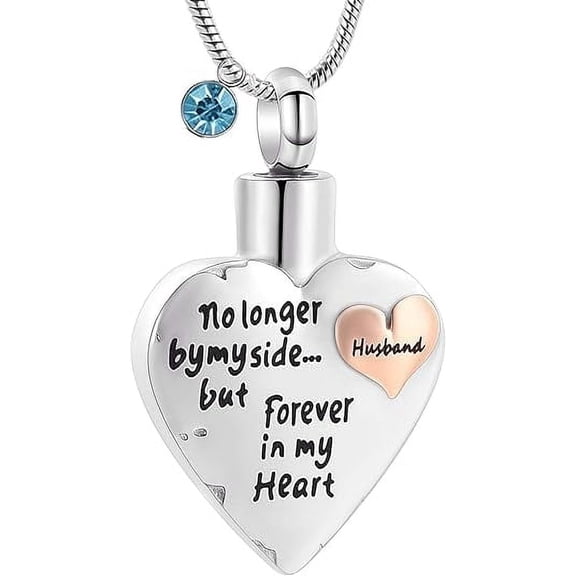 Small Heart Simulated Birthstone Urn Necklace for Human Ashes Heart Simulated Birthstone Memorial Cremation Jewelry Ash Necklace Keepsake Jewelry for Women