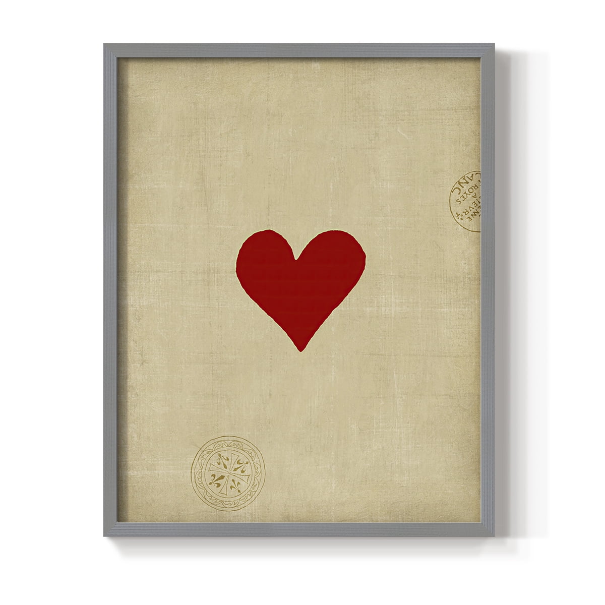 Small Heart Framed Print in Gray Solid Wood Framed Print No Nail Hanging