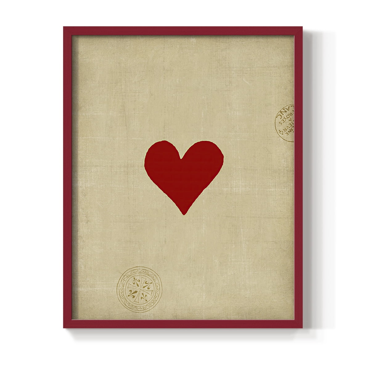 Small Heart Framed Print in Red Solid Wood Framed Print No Nail Hanging