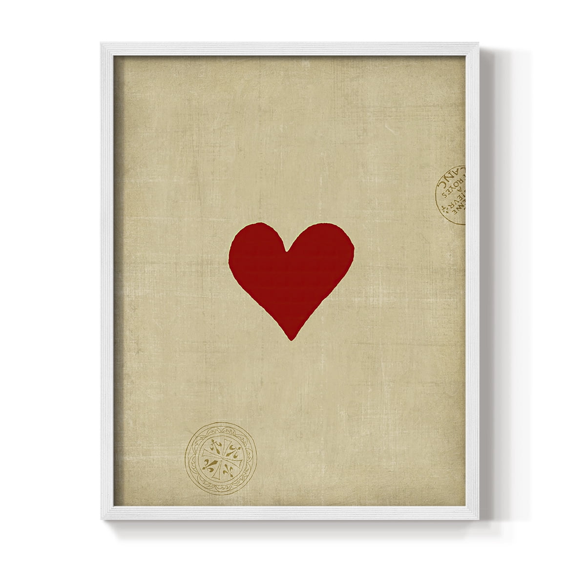 Small Heart Framed Print in White Solid Wood Framed Print No Nail Hanging