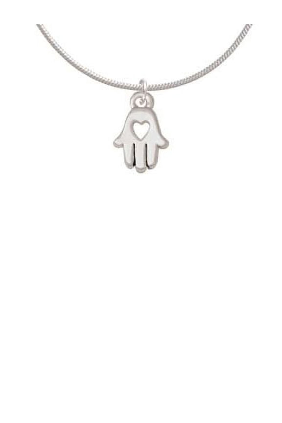 Small Heart Hamsa Hand Charm Necklace, 18"+2" Extender