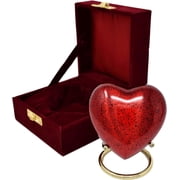 Small Heart Keepsake Cremation Urn for Human Ashes - Mini Urns for Mom & Dad with Velvet Case Memorial, Funeral Urn for Adult with Brass Stand Urns for your Loved One Red Heart