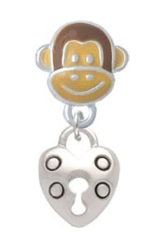 Small Heart Lock with Keyhole - Monkey Face Charm Bead