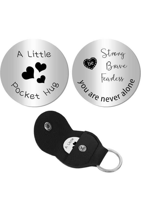 Small Heart Pocket Hug Token Long Distance Relationship Keepsake Token Engraved Double Sided Pocket Token Coin Sign with Keychains for Daughter Friend Encouragement Gift 1.2x1.2Inch