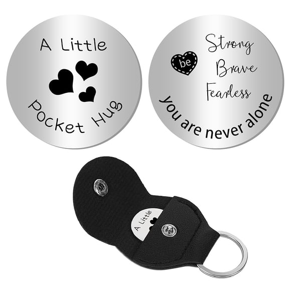 Small Heart Pocket Hug Token Long Distance Relationship Keepsake Token Engraved Double Sided Pocket Token Coin Sign with Keychains