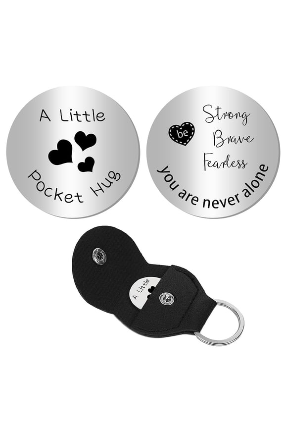 Small Heart Pocket Hug Token Long Distance Relationship Keepsake Token Engraved Double Sided Pocket Token Coin Sign with Keychains
