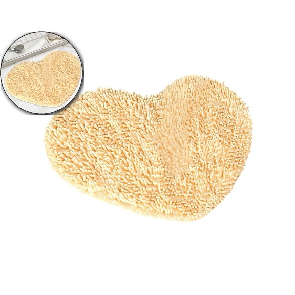 Small Heart Shaped Chenille Bath Mat Soft Absorbent Plush Microfiber Bathroom Rug Machine Washable Shaggy Mat Carpet for Shower, Bedroom, Bathtub