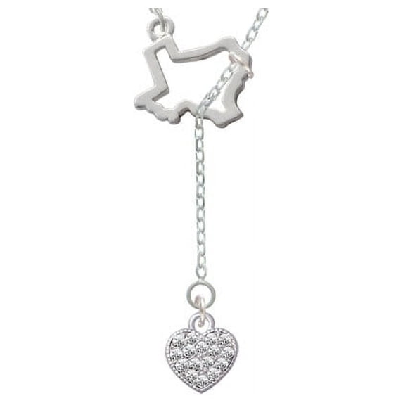 Small Heart with Clear Crystals Open Texas Lariat Necklace