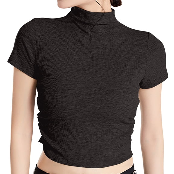 Small High Necked Short Sleeved Bottoming Shirt with Chest Pad for Women's Slim Underwear, Short T Shirt Jacket, New Shoulder Worn Style for Spring/Summer