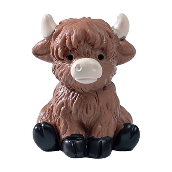 Small Highland Cow Statue Decor Resin, Highland Cow Figurines for Home 1 Inch, Cow Enthusiast Gift for Shelf Table Tray Living Room Bedroom Farmhouse Decoration