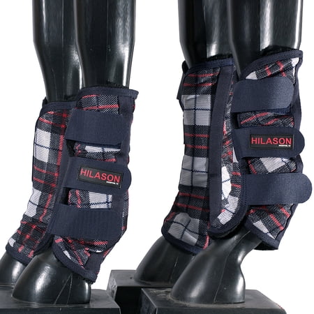 Small Hilason Horse Fly Boots Uv Protection Fleece Lined 4 Pack Plaid