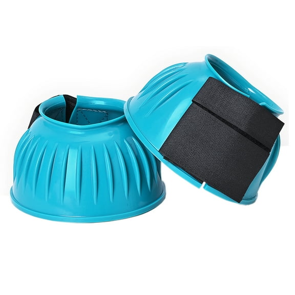 Small Hilason PVC Ribbed Double Hook and Loop Bell Boots Turquoise