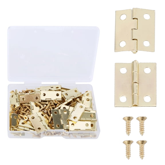 Small Hinges in Elegant Gold Completes with Screws Gold Miniature Hinges Suitable for Jewelry Boxes & Miniature Furniture
