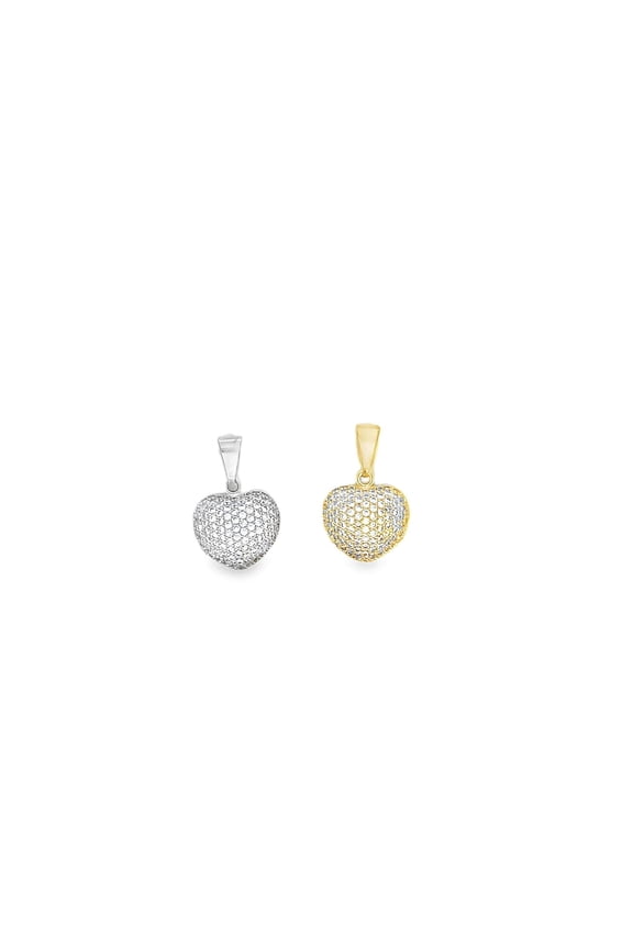 Small Hollow CZ Pave Heart Pendant (A334)