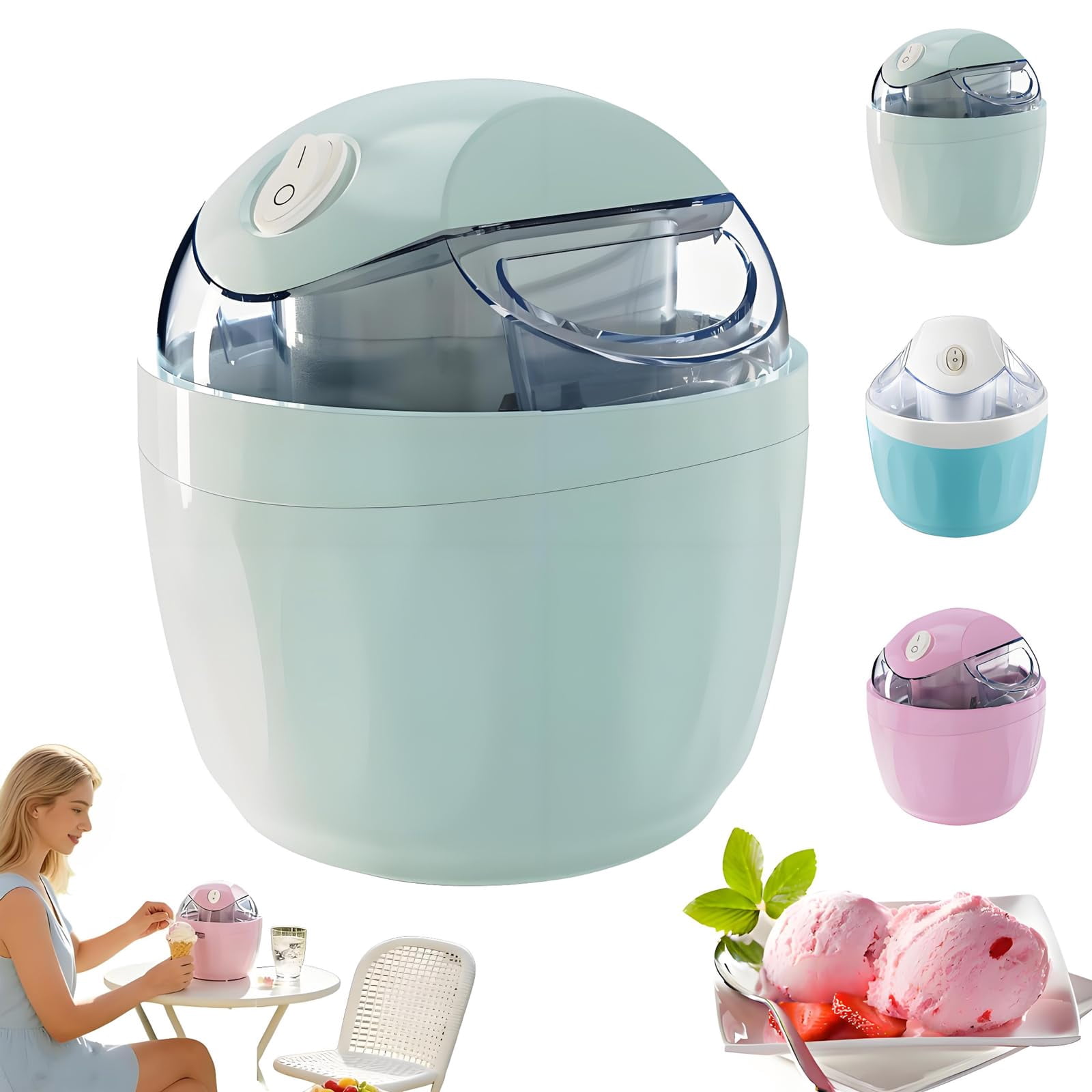 Small Home Mini Ice Cream Maker, 17oz Automatic Ice Cream Machine for Homemade Frozen Yogurt, Gelato & Sorbet, 15-Minute Quick Freeze with One-Touch Operation for Adults at Home