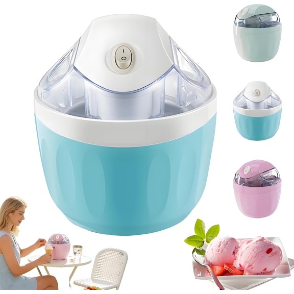 Small Home Mini Ice Cream Maker, 17oz Automatic Ice Cream Machine for Homemade Frozen Yogurt, Gelato & Sorbet, 15-Minute Quick Freeze with One-Touch Operation(Blue)