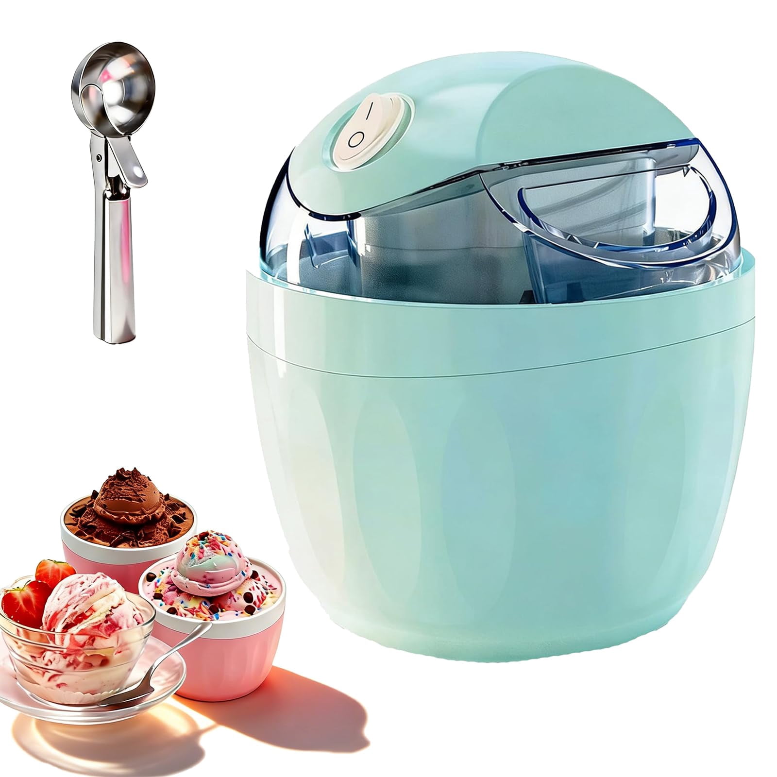 Small Home Mini Ice Cream Maker, 17oz Electric Quick 15-Minute Personal Mini Ice Cream Maker Machine with One-Touch Control for Homemade Frozen Yogurt, Frozen Treats & Sorbet for Family