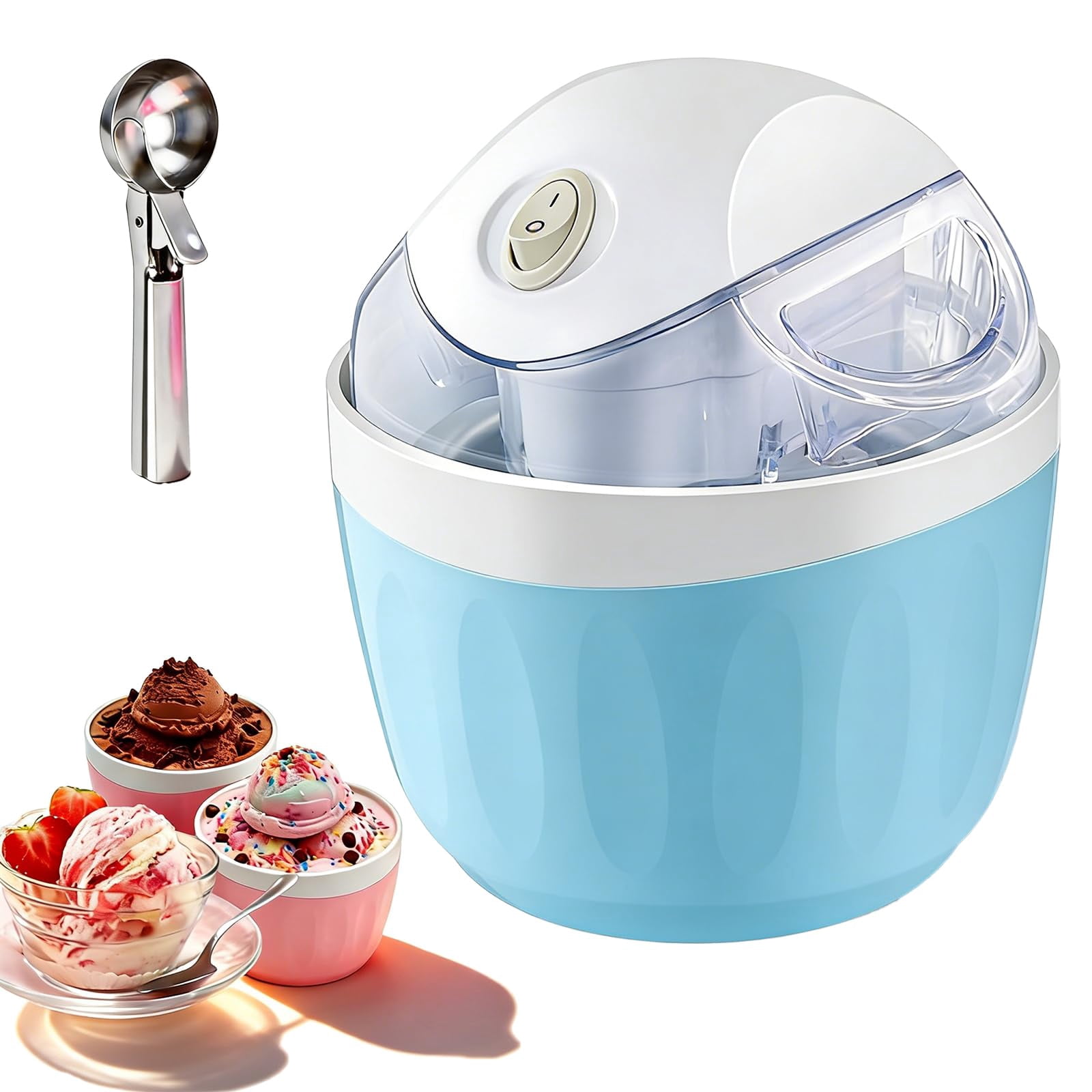 Small Home Mini Ice Cream Maker, 17oz Electric Quick 15-Minute Personal Mini Ice Cream Maker Machine with One-Touch Control for Homemade Frozen Yogurt, Frozen Treats & Sorbet for Family