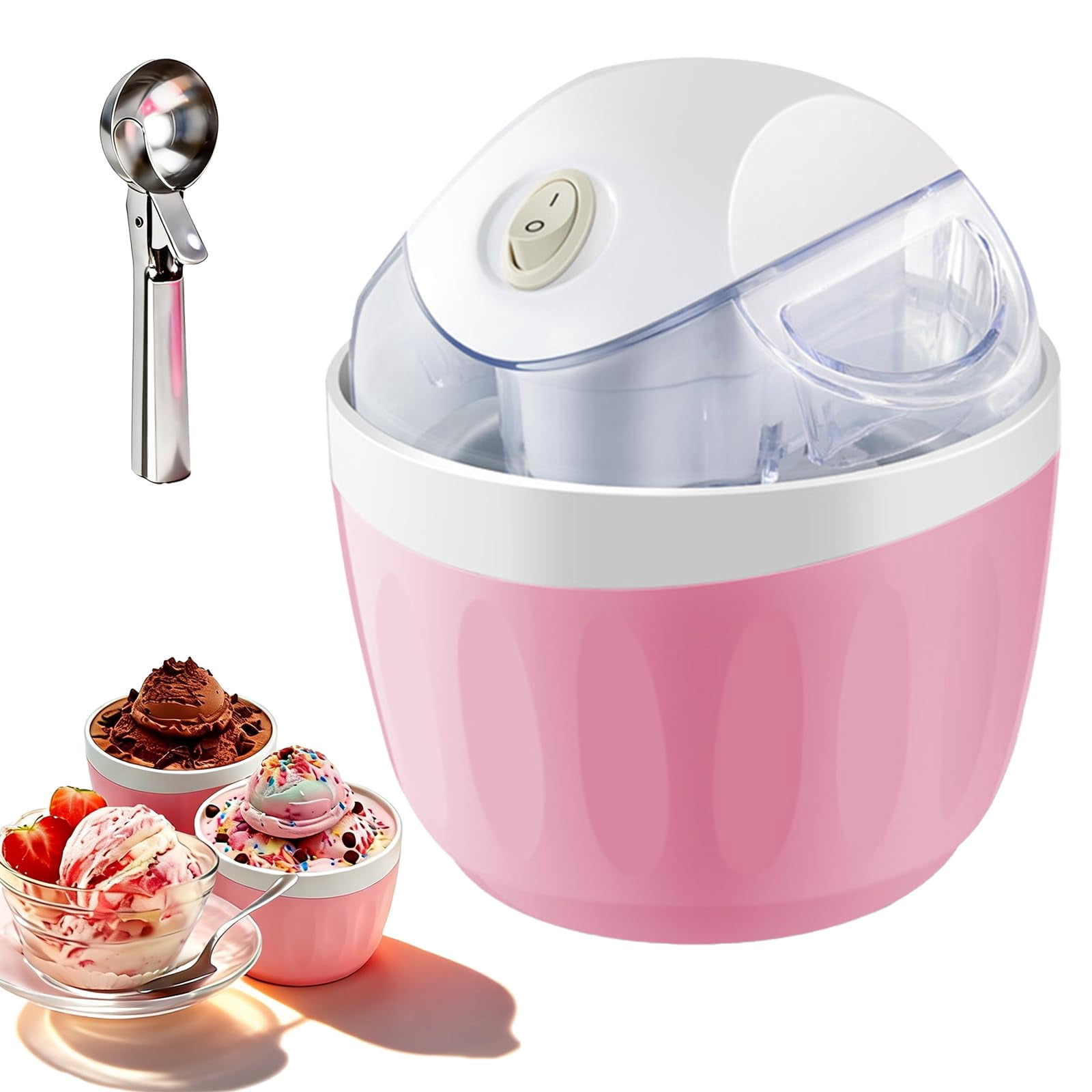 Small Home Mini Ice Cream Maker, 17oz Electric Quick 15-Minute Personal Mini Ice Cream Maker Machine with One-Touch Control for Homemade Frozen Yogurt, Frozen Treats & Sorbet for Family