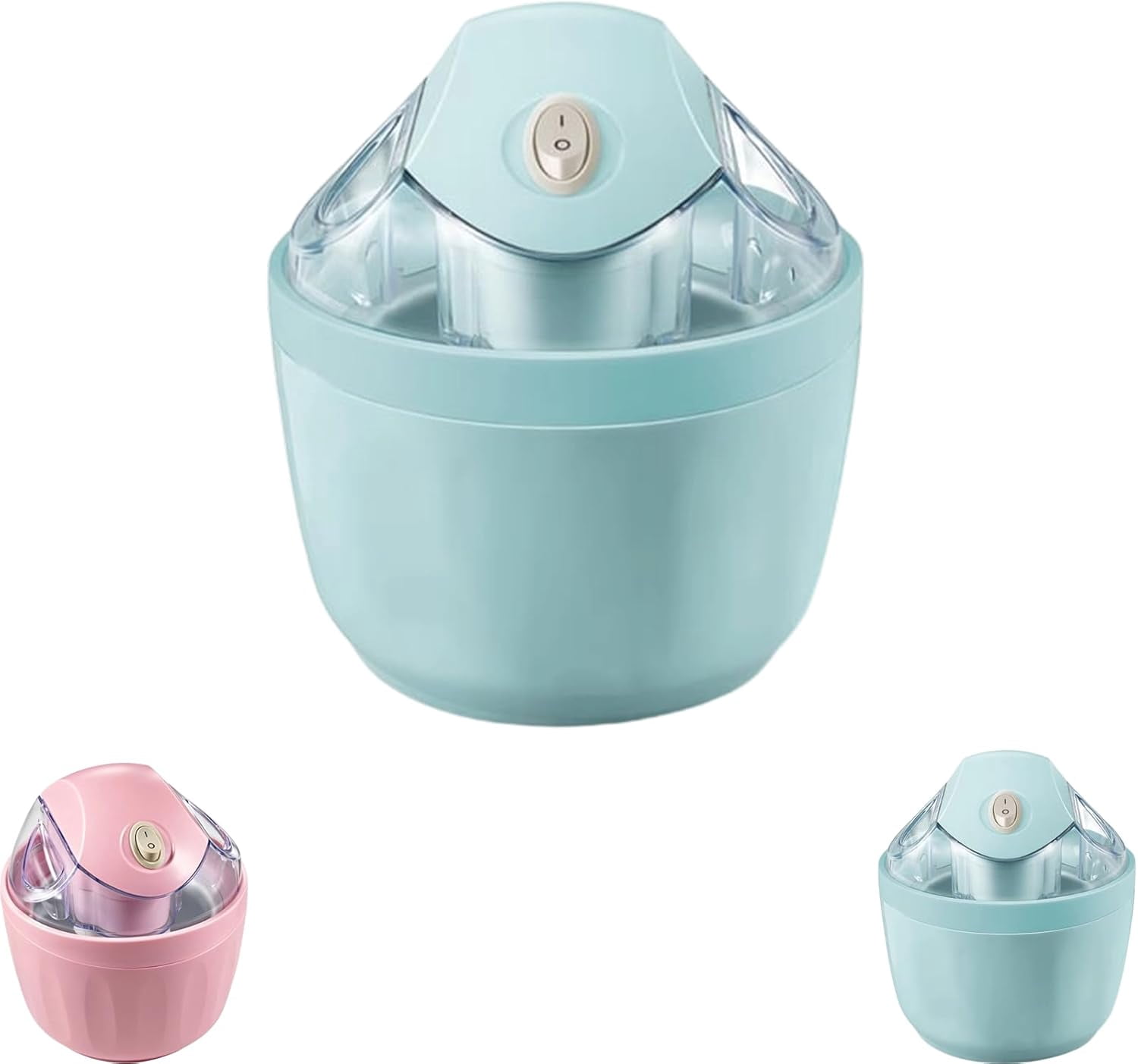 Small Home Mini Ice Cream Maker – Compact Electric Ice Cream Machine, Easy-to-Use, Pink & Blue Color Options, Portable DIY Ice Cream Machine for Home, Easy One-Touch Dessert Maker for Families (Cyan)